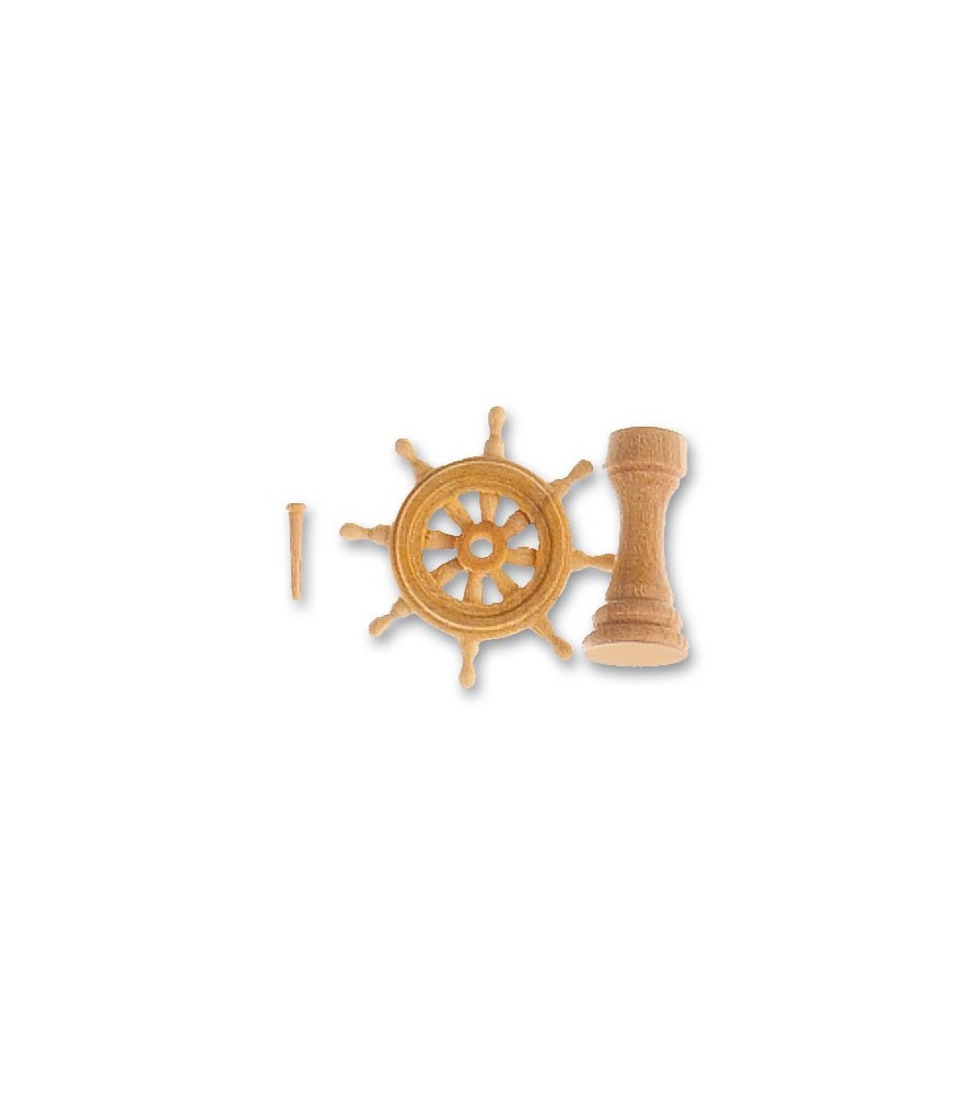 Rudder and Wheel 20 mm in Wood for Ship Modeling