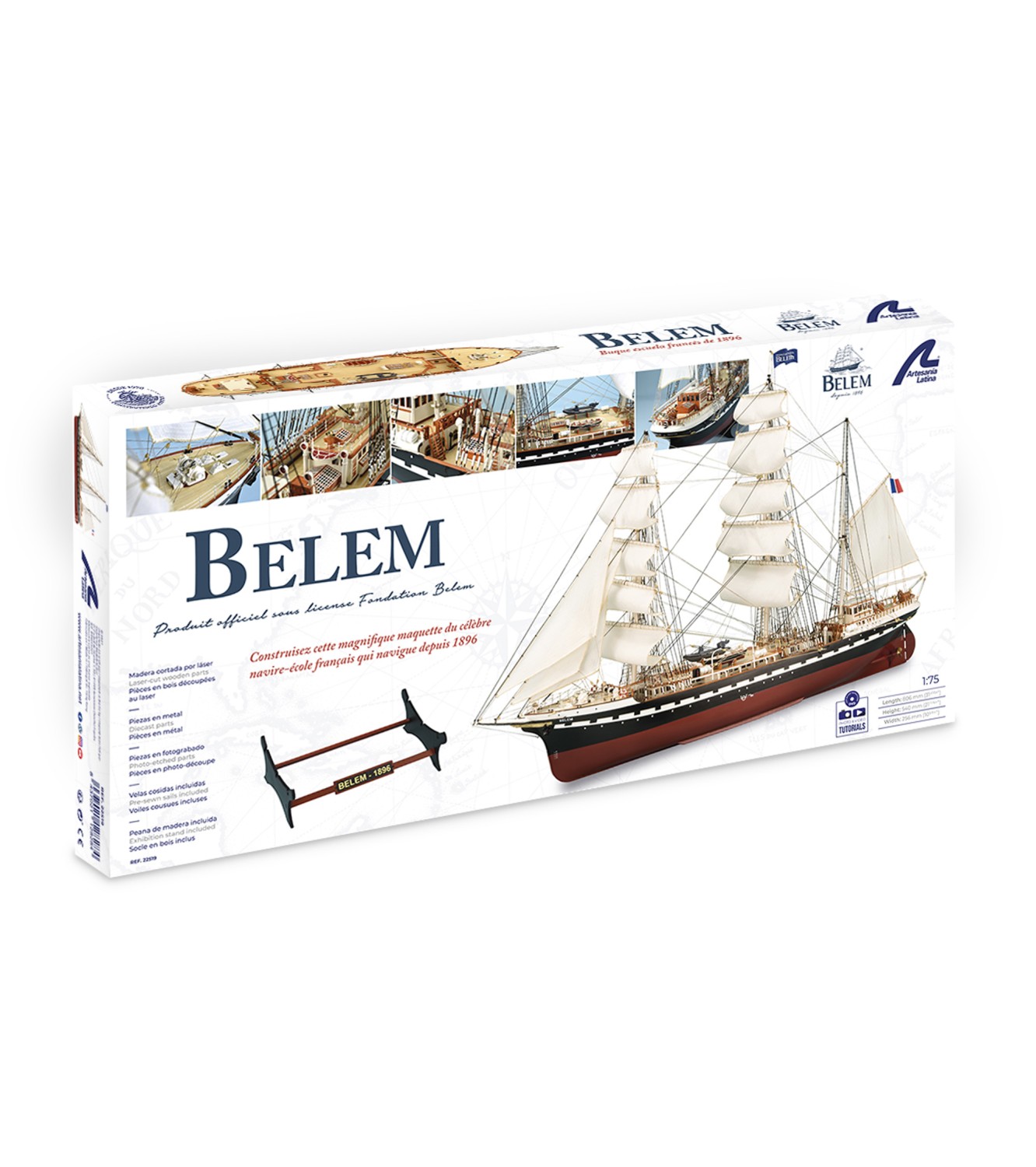 French Training Ship Belem. 1:75 Wooden Model Ship Kit