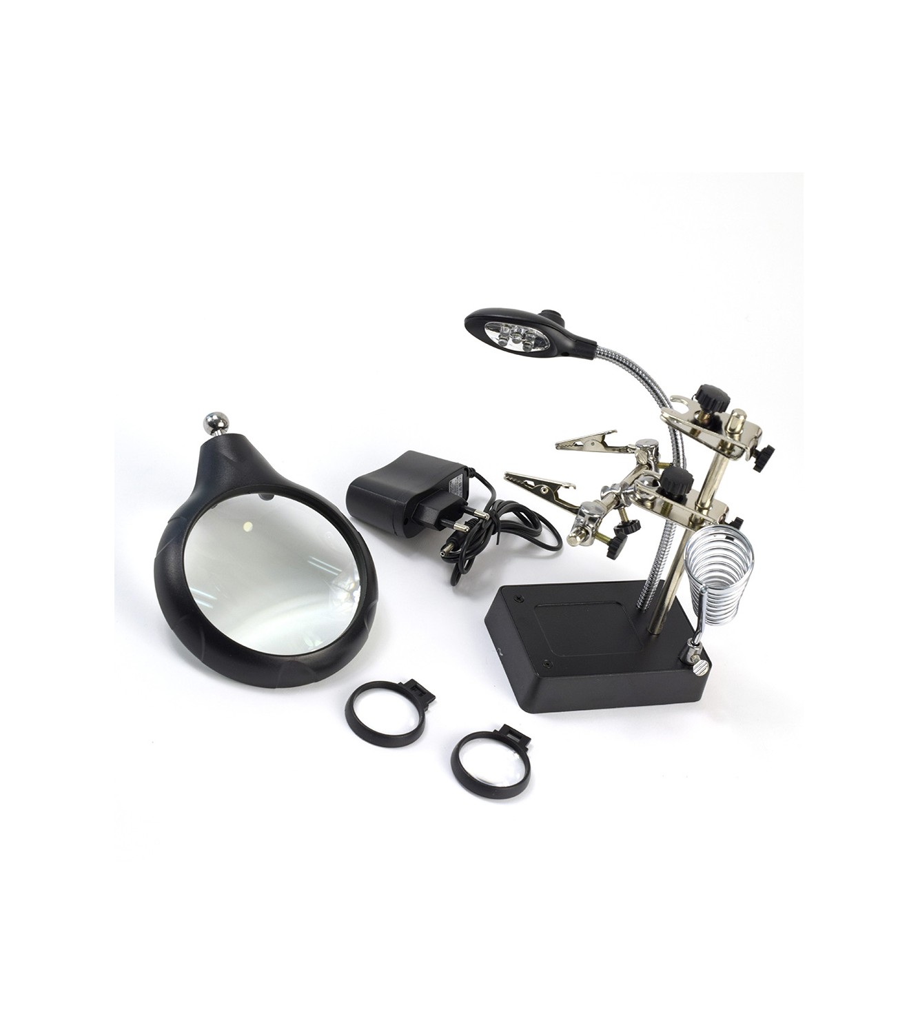 Third Hand with 3 Magnifying Glasses and 5 LED Lights