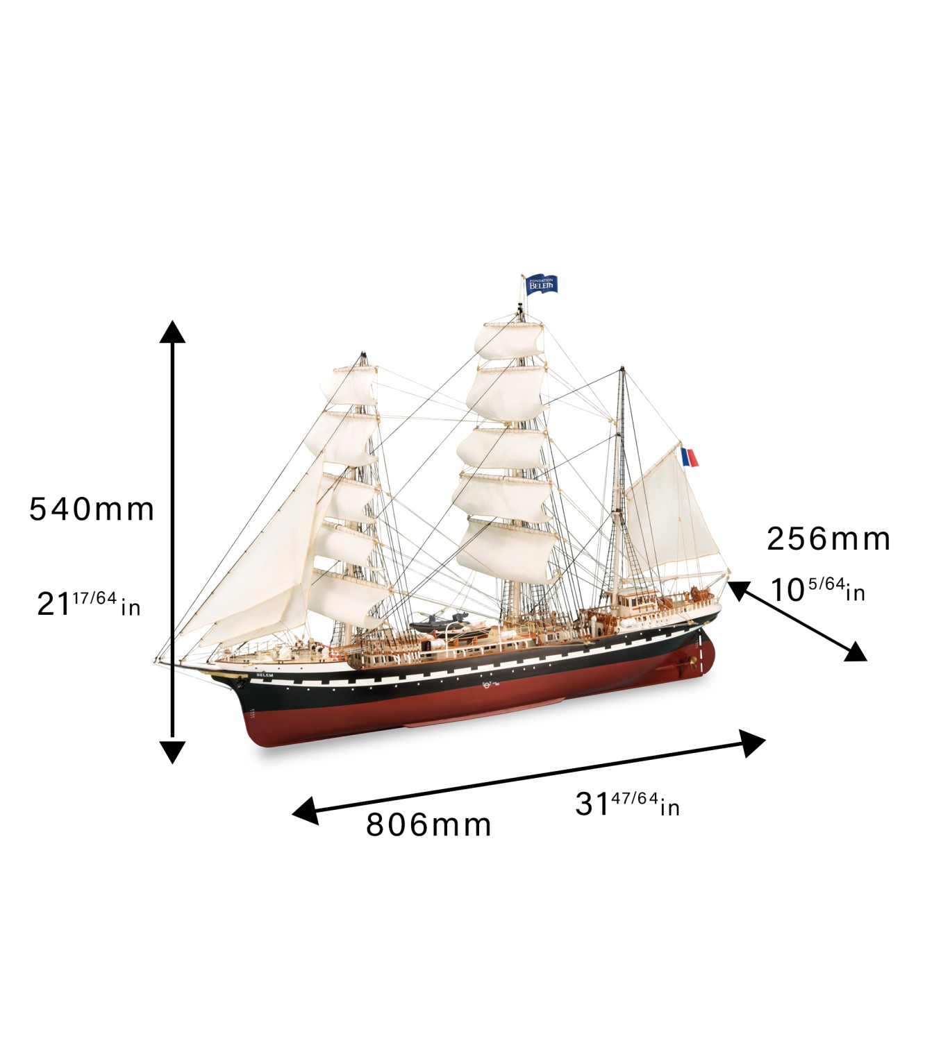 French Training Ship Belem. 1:75 Wooden Model Ship Kit