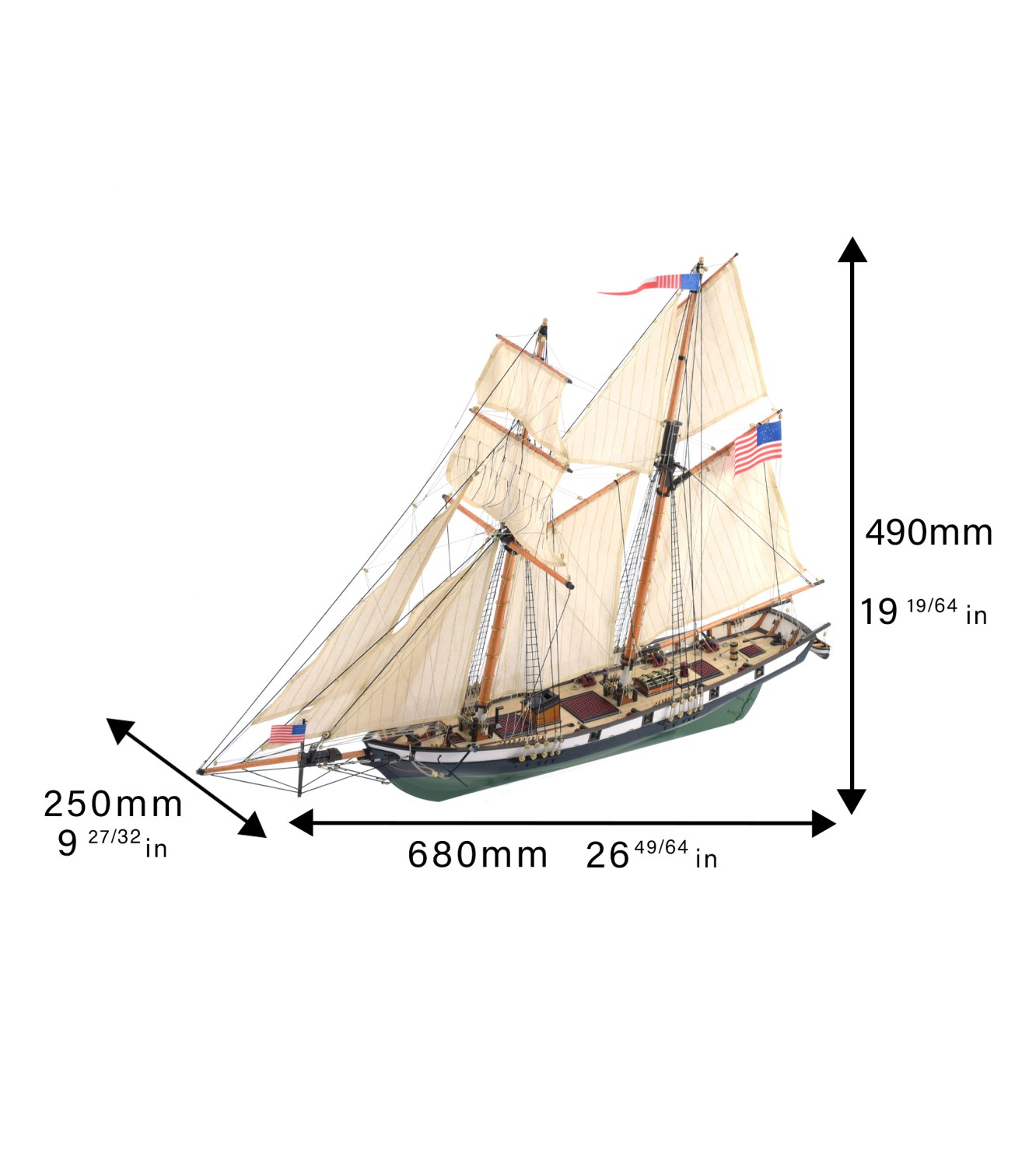 American Schooner Harvey 1:60. Wooden Model Ship Kit