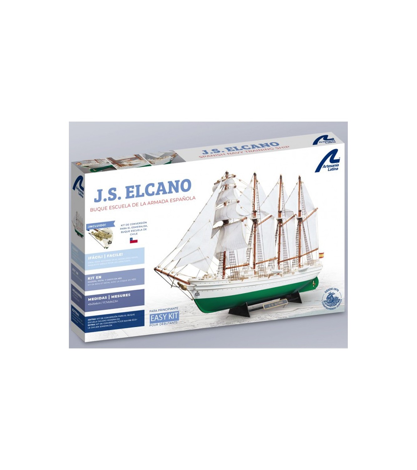 Training Ship Juan Sebastián Elcano & Esmeralda. 1:250 Wooden and Plastic Model Ship Kit