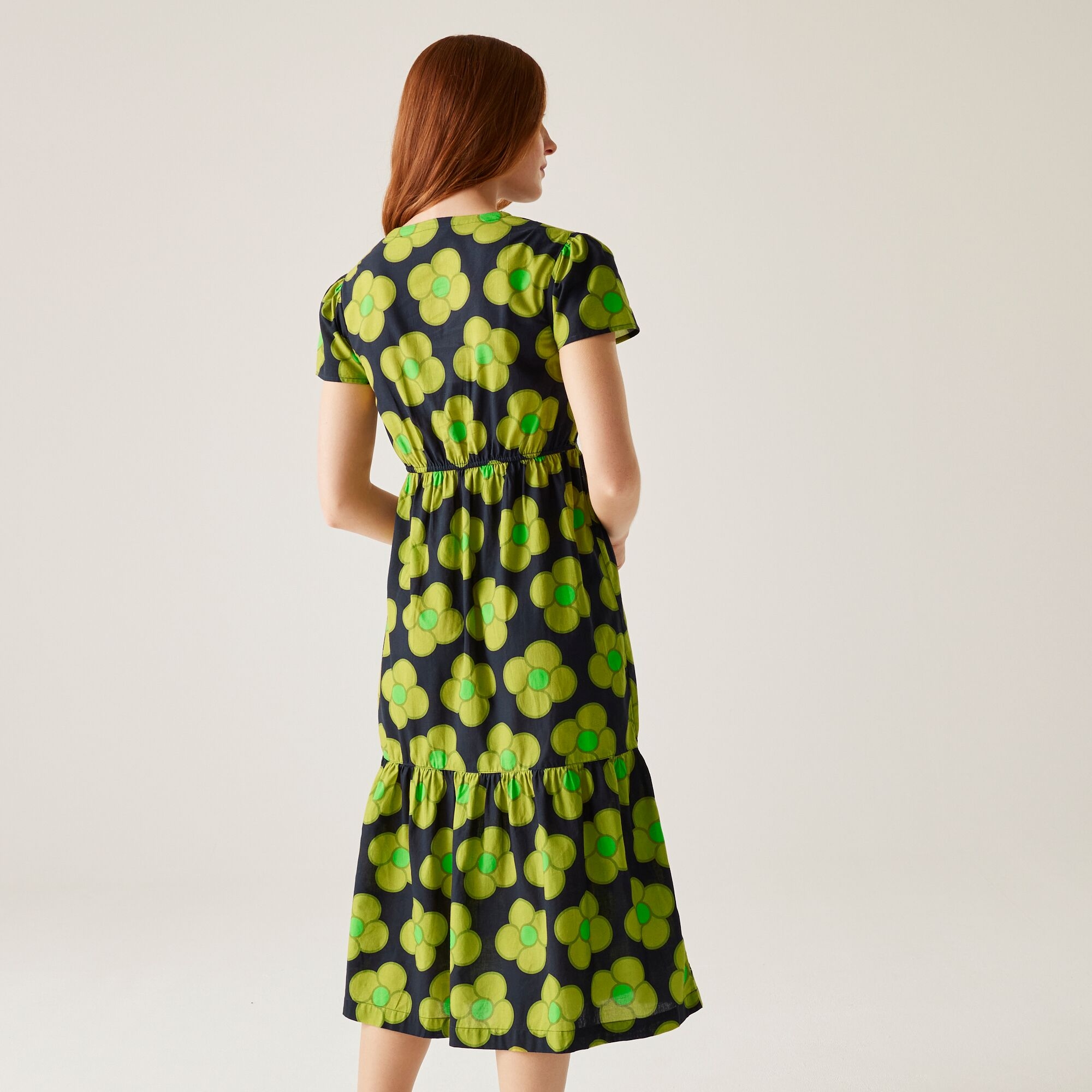 Orla Kiely Tiered Midi Dress | Spinning Flower Navy