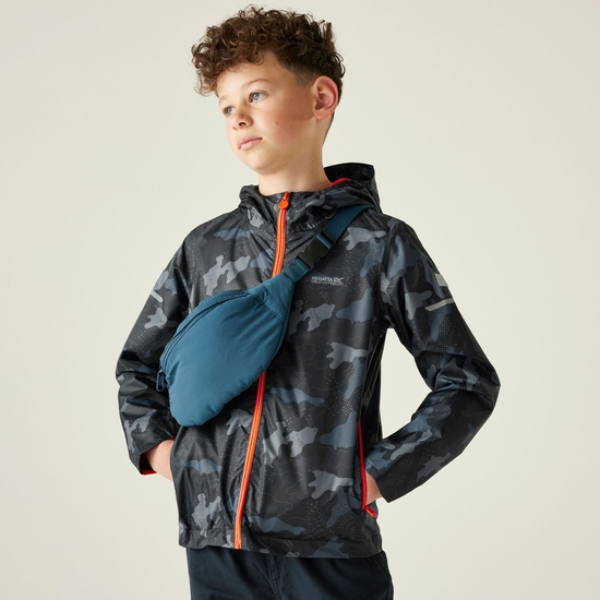 Kids' Printed Lever II Waterpoof Jacket | Navy Tangerine Tango