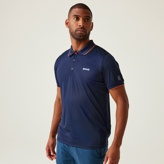 Men's Remex II Jersey Polo Shirt | Navy Tangerine Tango Solid