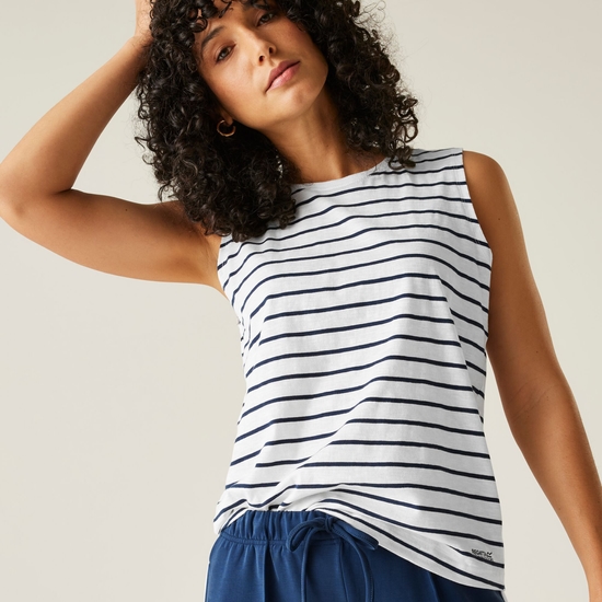 Women's Fariene Sleeveless Top | White Navy Stripe