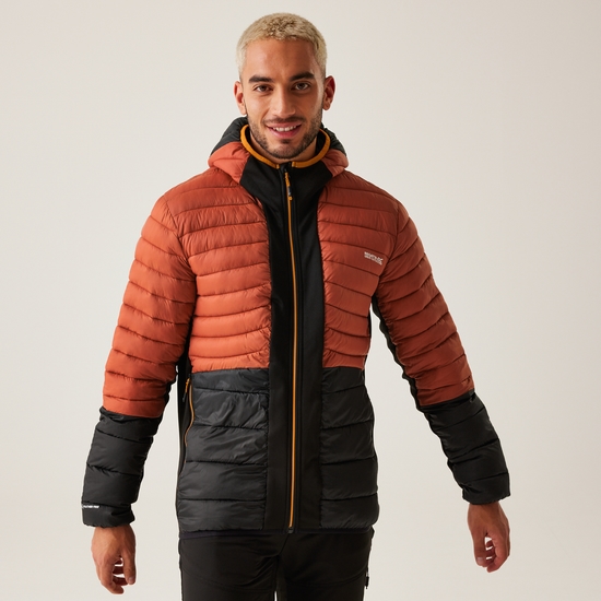 Men's Leedre Hybrid Hooded Jacket | Red Ochre Black