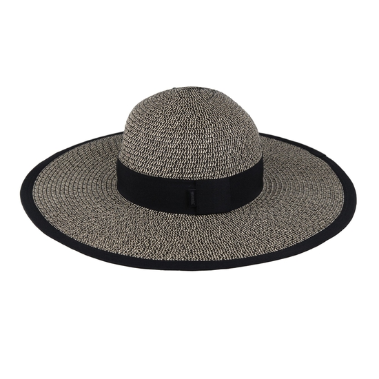 Women's Straw Sun Hat Bucket Hat | Black Natural Straw