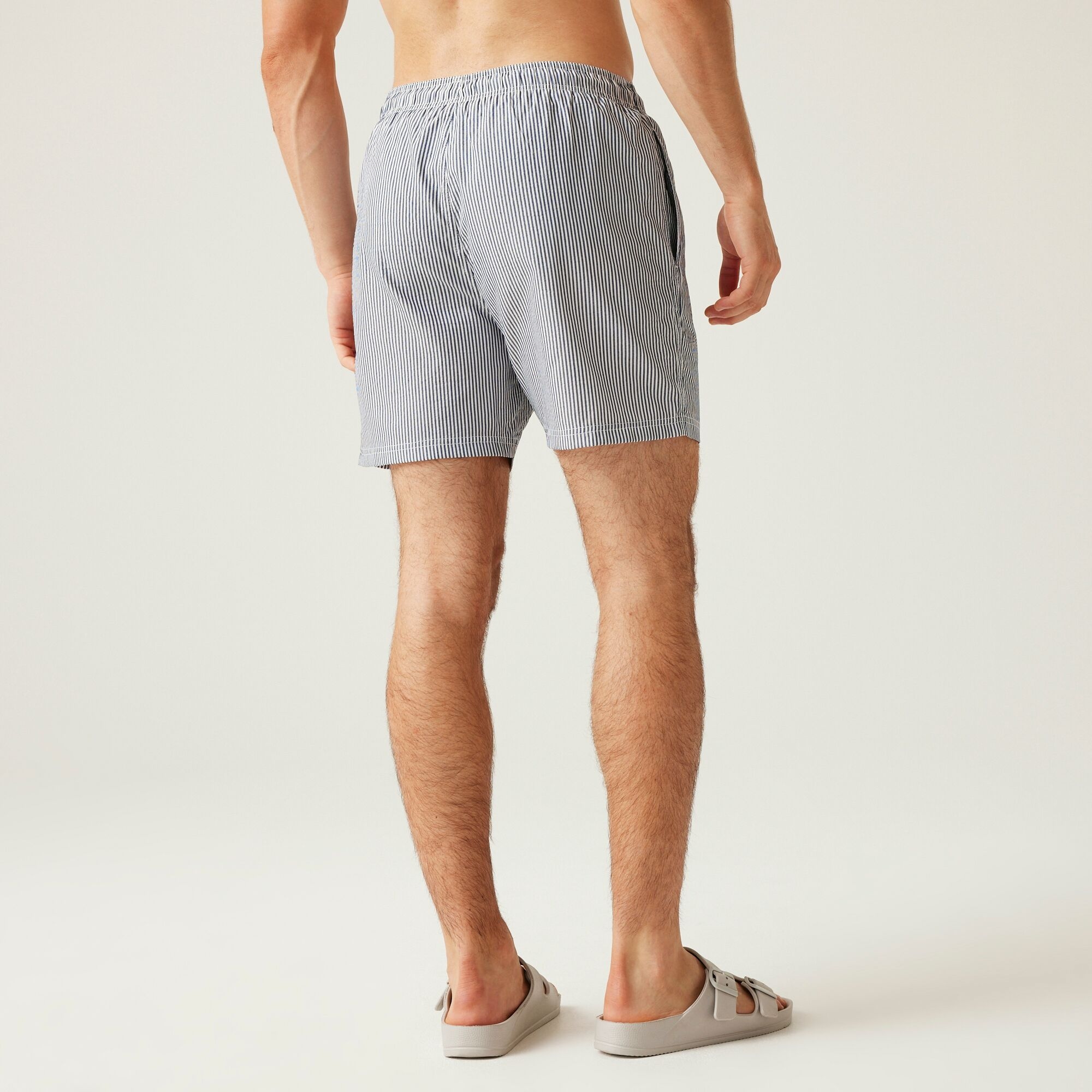 Men's Loras Swim Shorts | Navy Seersucker Stripe