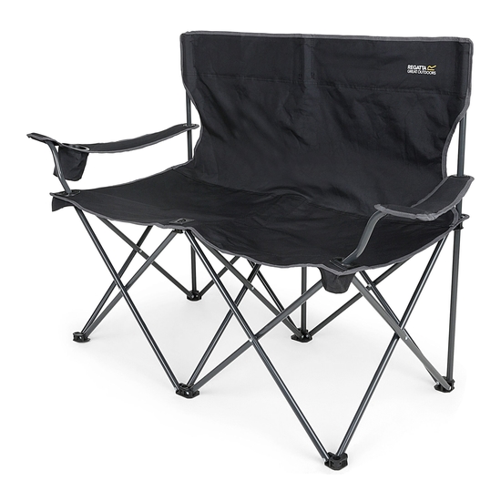 Isla Double Camping Chair with Storage Bag | Black Seal Grey