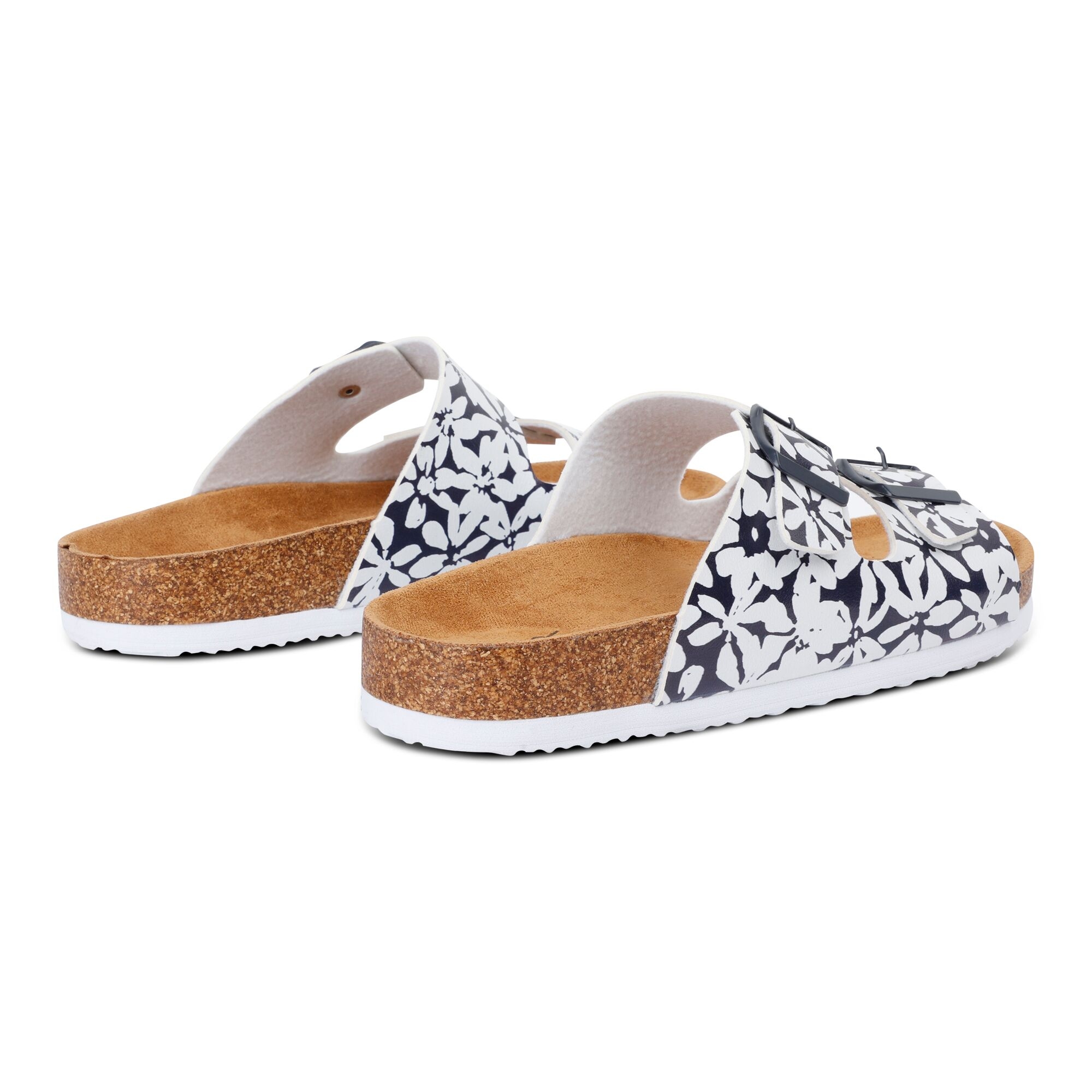 Women's Mia Double Strap Sandals | Navy White Large Floral