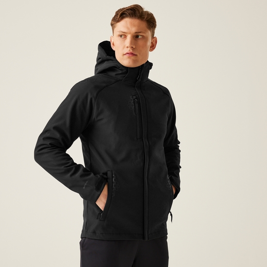 Men's Repeller Lined Softshell Hooded Jacket | Black