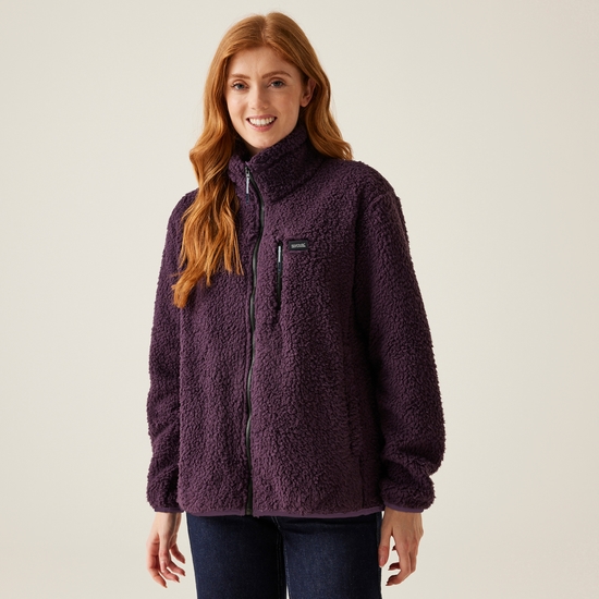 Women's Ria Fluffy Full Zip Fleece | Deep Plum