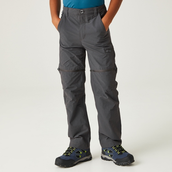Kids' Highton Stretch Zip Off Walking Trousers | Seal Grey