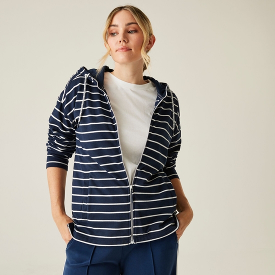 Women's Bayletta II Full Zip Hoody | Navy White Stripe