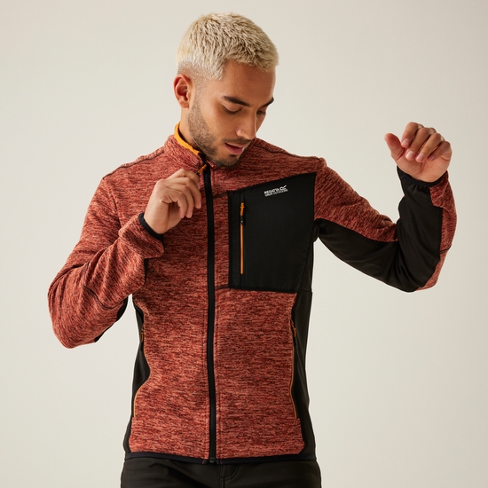 Men's Baslinn Full Zip Fleece | Red Ochre Marl Black