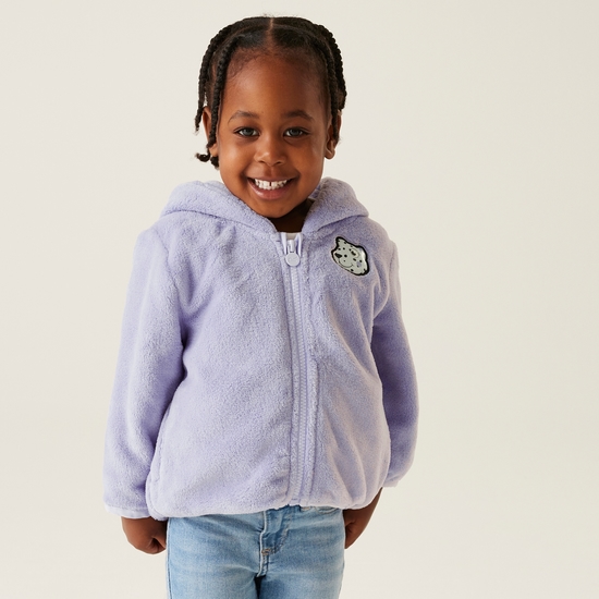 Kids' Animal Full Zip Fleece | Shyla The Leopard Lilac Frost