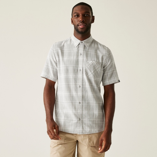 Men's Loran Short Sleeve Shirt | Silver Grey Check