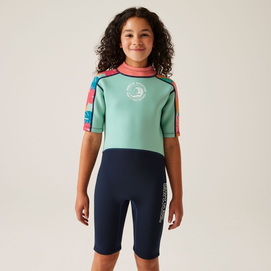 Kids' Wetsuit | Tropical Leaf Aruba Blue Navy