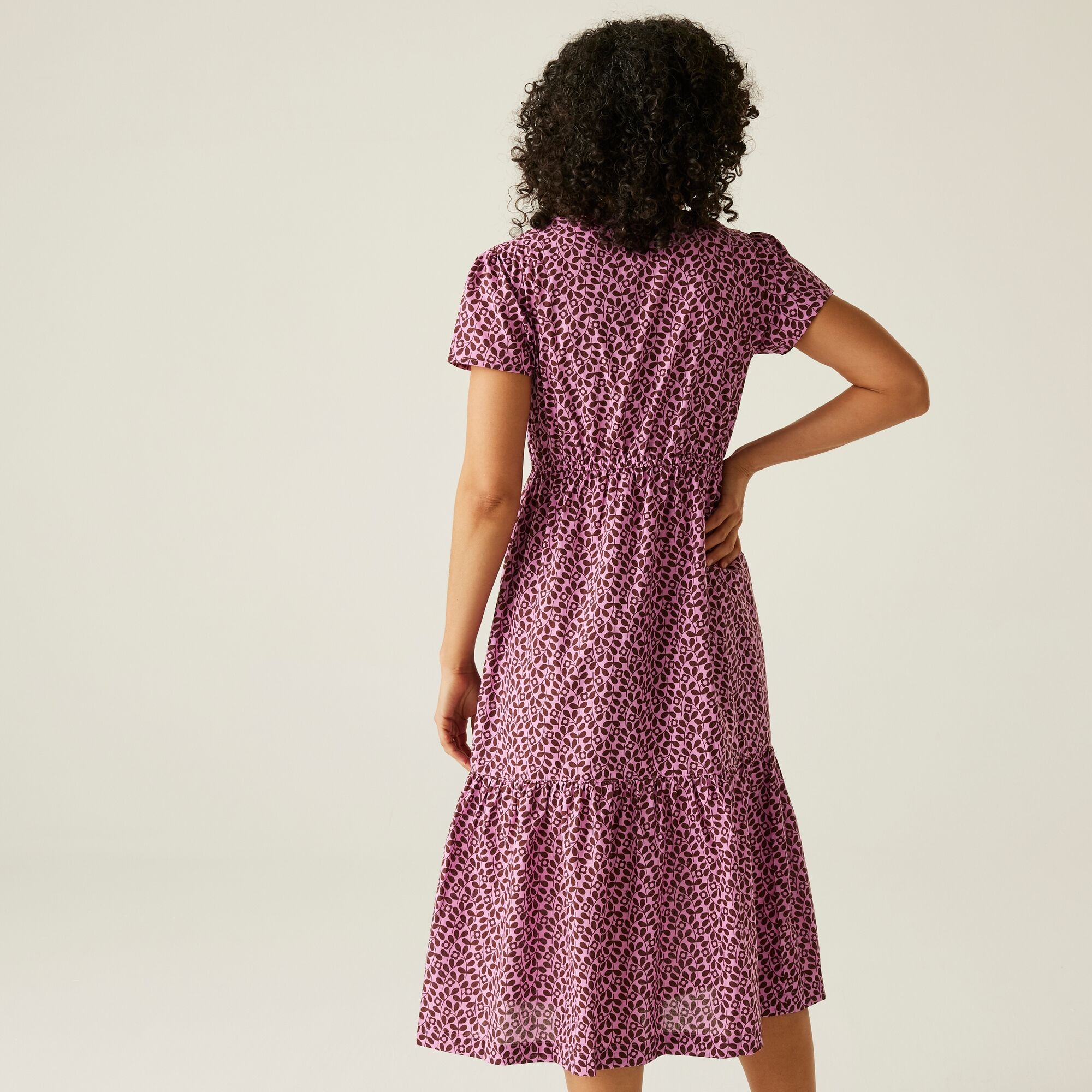 Orla Kiely Tiered Midi Dress | Jasmine Flower Lilac