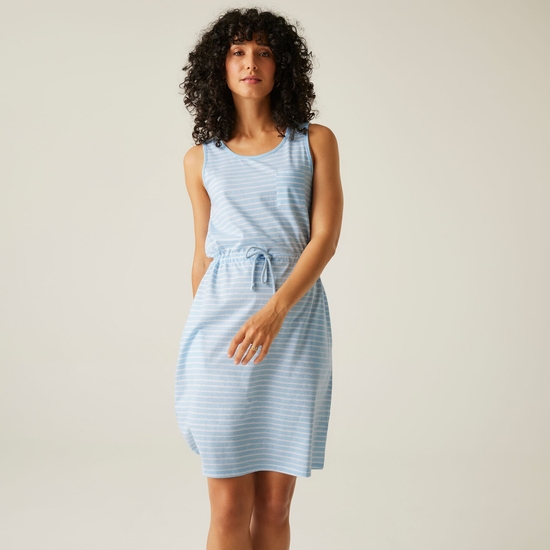 Women's Ariena Casual Dress | Chambray Blue White Painterly Stripe