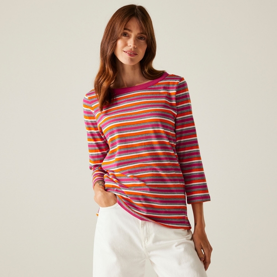 Women's Bayletta II 3/4 Sleeve Top | Pink Fusion Multi Stripe