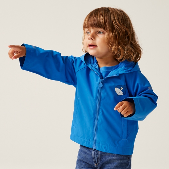 Kids' Animal Waterproof Jacket | Bubbles The Shark Hawaiian Blue