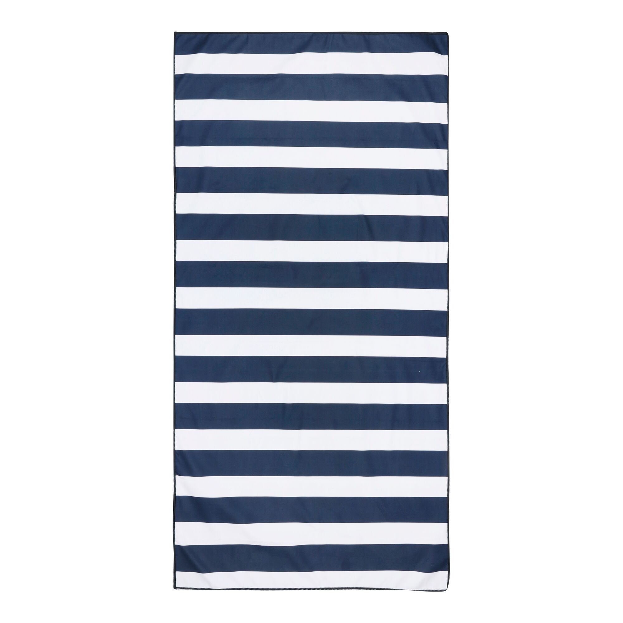 Print Microfibre Beach Towel | White Navy Stripe