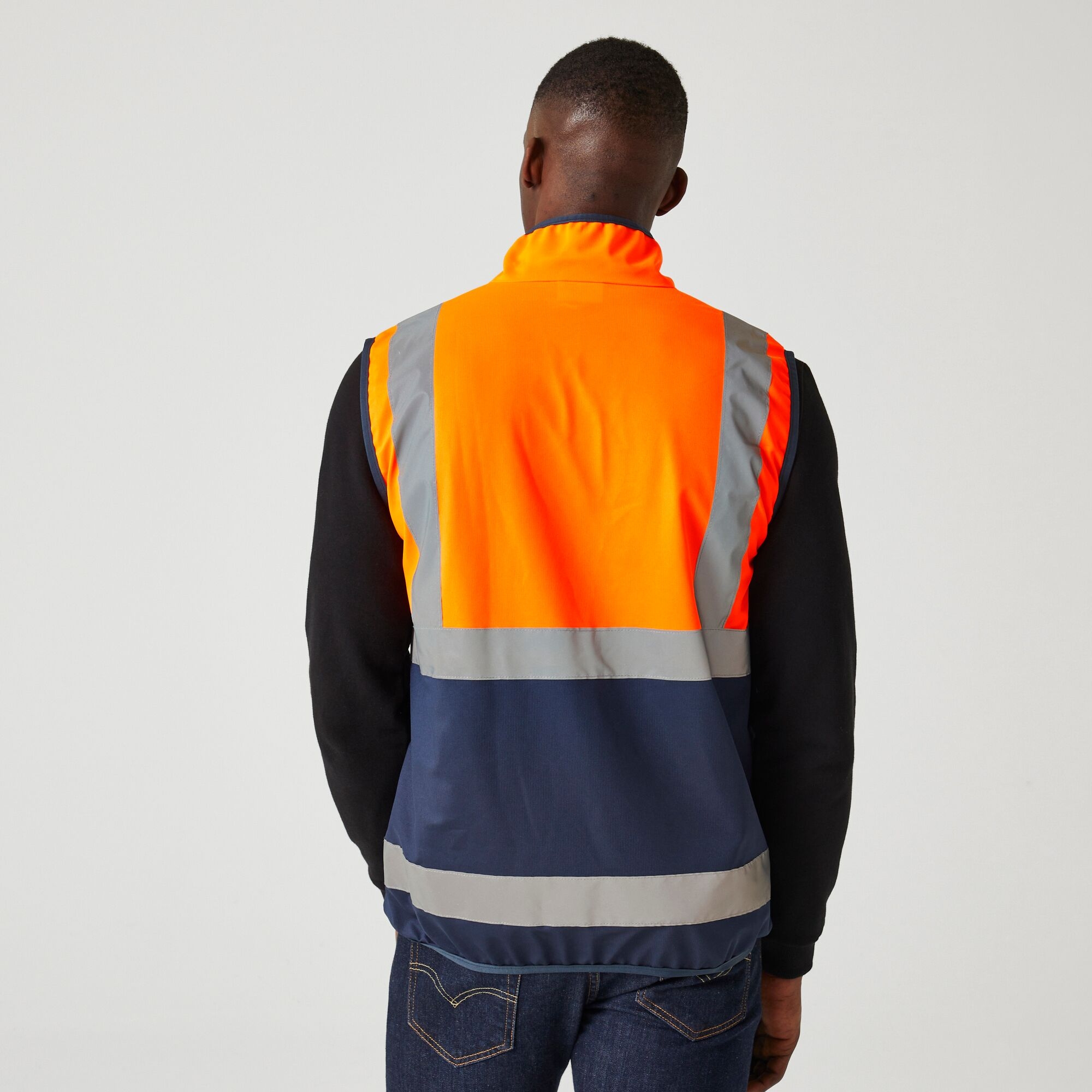 Men's Pro HI-VIS Full Zip Gilet | Orange Navy