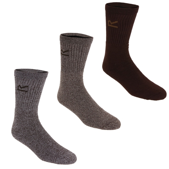 Mens 3 Pack Sock In A Box | Brown Marl