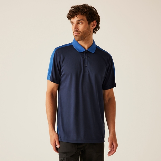 Men's Contrast Coolweave Quick Wicking Polo Shirt | New Royal Navy