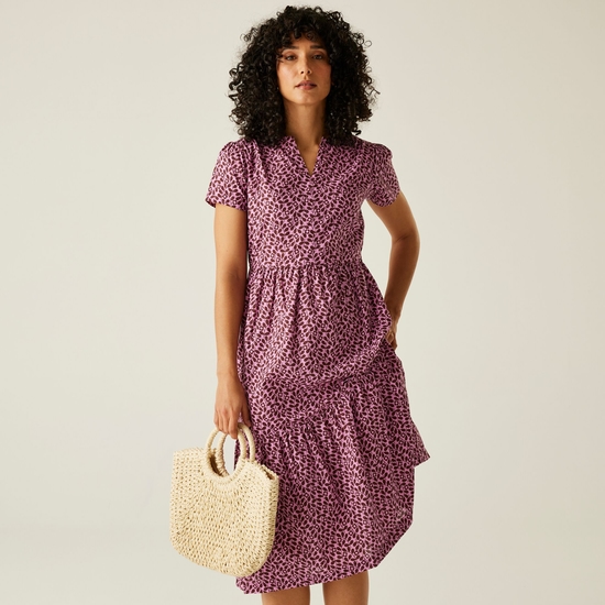 Orla Kiely Tiered Midi Dress | Jasmine Flower Lilac
