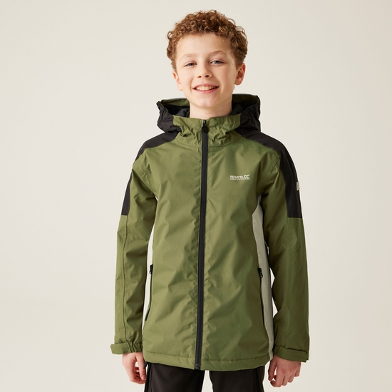 Kids' Hurdle V Waterproof Jacket | Nephrite Green Black Abbey Stone