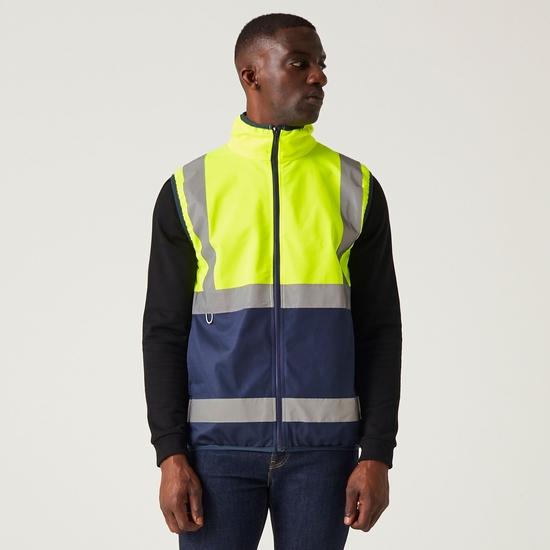 Men's Pro HI-VIS Full Zip Gilet | Yellow Navy