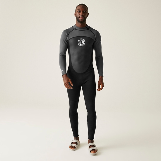 Men's Full 2mm Wetsuit | Black Dark Grey White