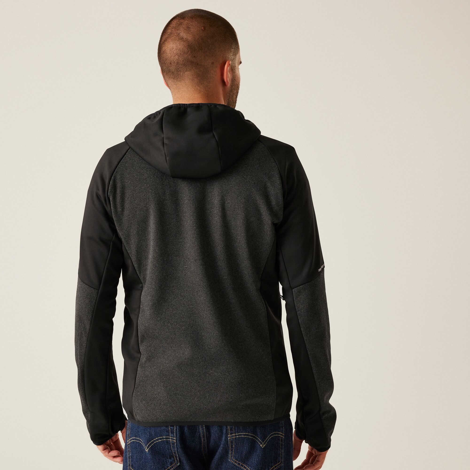 Men's X-Pro Coldspring II Hybrid Full Zip Hooded Fleece | Grey Marl Black