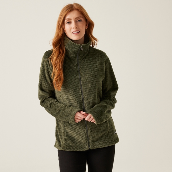 Women's Heidy Fluffy Full Zip Fleece | Dark Khaki
