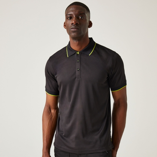 Men's Navigate Short Sleeve Polo Shirt | Black Lime Green