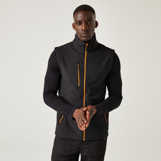 Men's Navigate 2 Layer Softshell Bodywarmer | Black Orange Pop