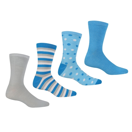 Womens 4 Pack Lifestyle Sock | Light Steel Niagra Blue