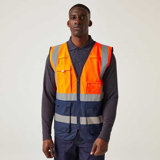 Men's Pro HI-VIS Executive Vest | Orange Navy