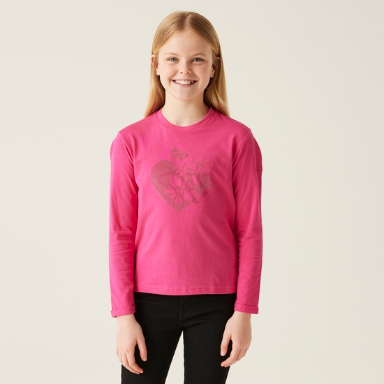 Kids' Wenbie III Graphic T-Shirt | Hot Pink Flower Heart