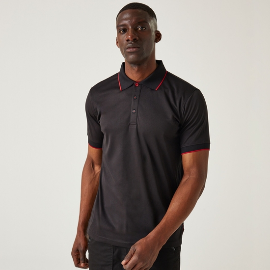 Men's Navigate Short Sleeve Polo Shirt | Black Classic Red