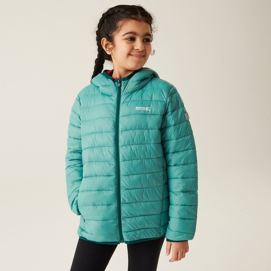 Kids' Hooded Marizion Padded Jacket | Dusty Green Deep Pink