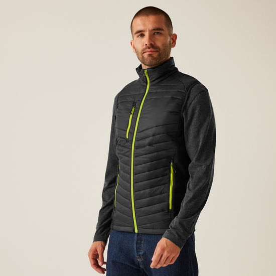 Men's Navigate Hybrid Bodywarmer | Black Lime Green