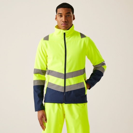 Men's Hi-Vis 2-Layer Softshell Jacket | Yellow Navy