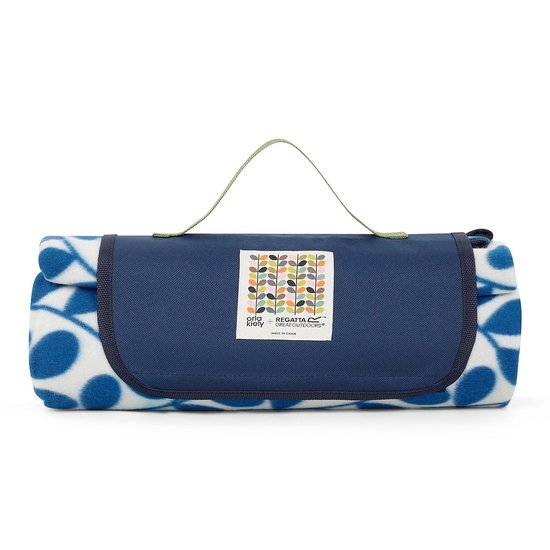 Orla Kiely Printed Picnic Blanket | Jasmine Flower Blue