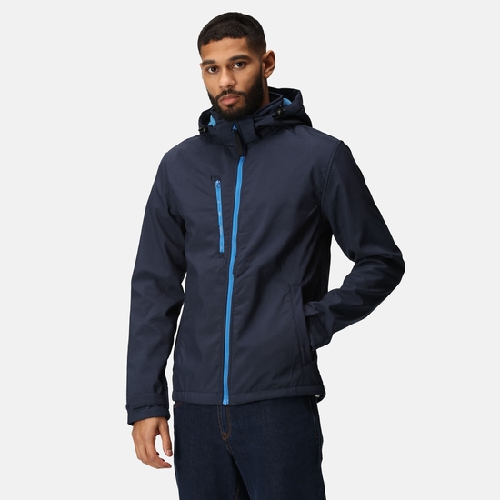 Men's Venturer 3 Layer Printable Hooded Softshell Jacket | Navy French Blue