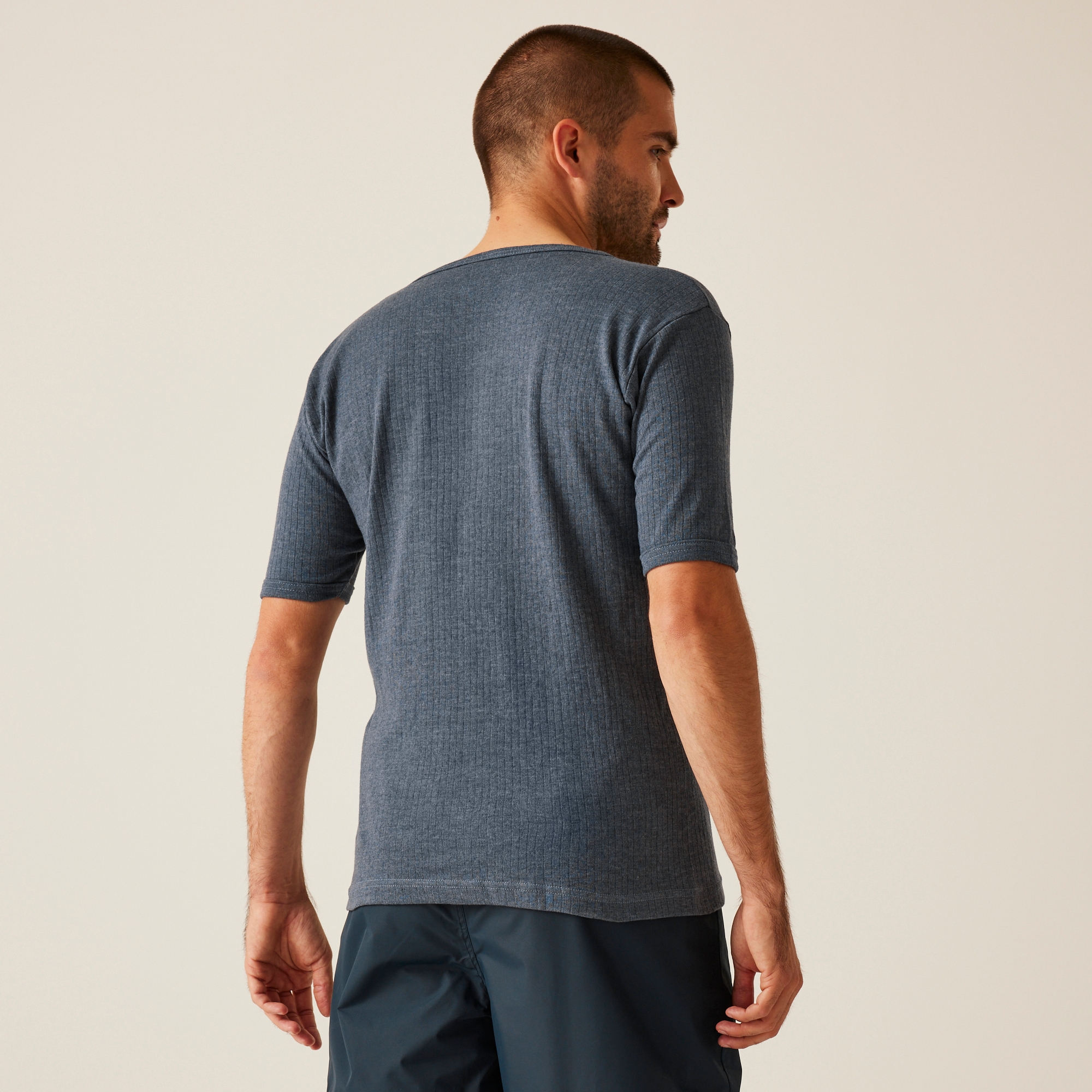 Men's Short Sleeve Thermal Vest | Denim Blue