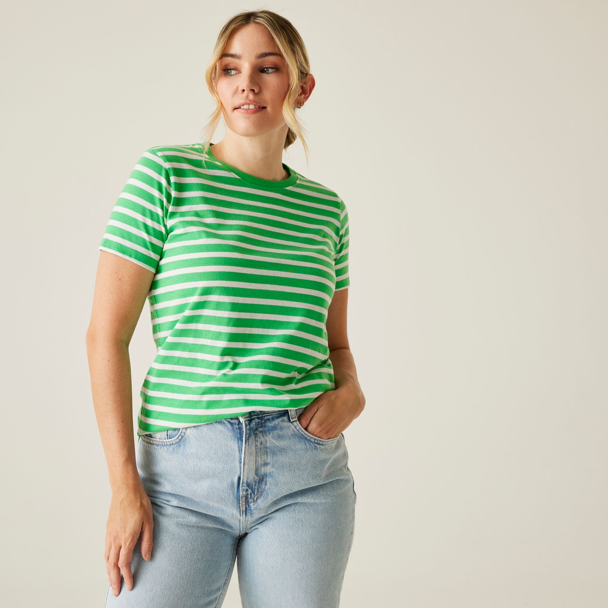 Women's Bayletta Short Sleeve T-Shirt | Island Green White Stripe
